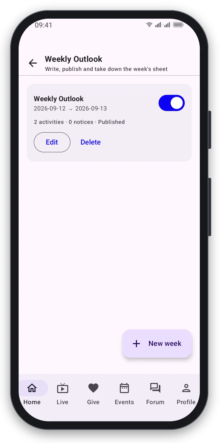 Manage Weekly Outlook